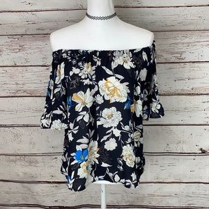 Sienna Sky Black/White Floral off shoulder Top S